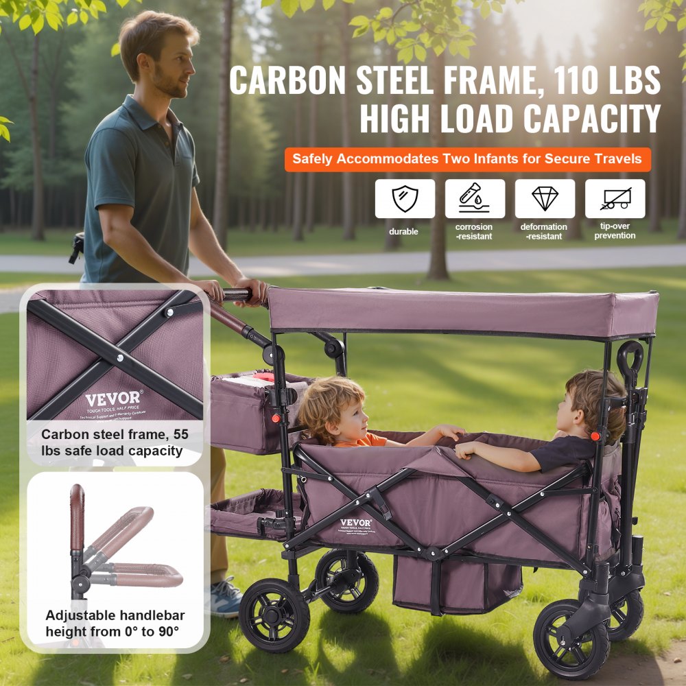 IM-662-AZ - Twin Ready Wagon Stroller with Canopy & Foldable Design