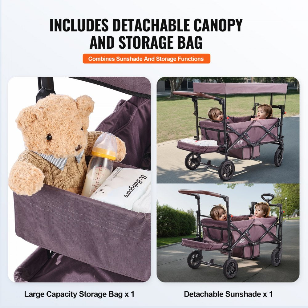 IM-662-AZ - Twin Ready Wagon Stroller with Canopy & Foldable Design
