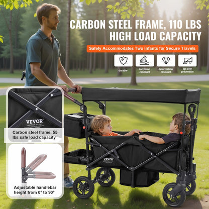 IM-662-HS - Quick-Fold VEVOR Wagon Stroller for 2 Kids, 55 lbs Capacity