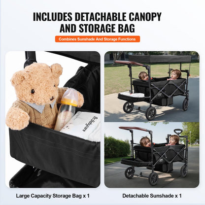 IM-662-HS - Quick-Fold VEVOR Wagon Stroller for 2 Kids, 55 lbs Capacity