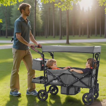 IM-662-SH - Sturdy 2-Kid Wagon Stroller with Adjustable Canopy