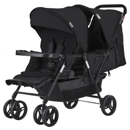 T33 - Lightweight Double Stroller with Safety Belt for All Terrains