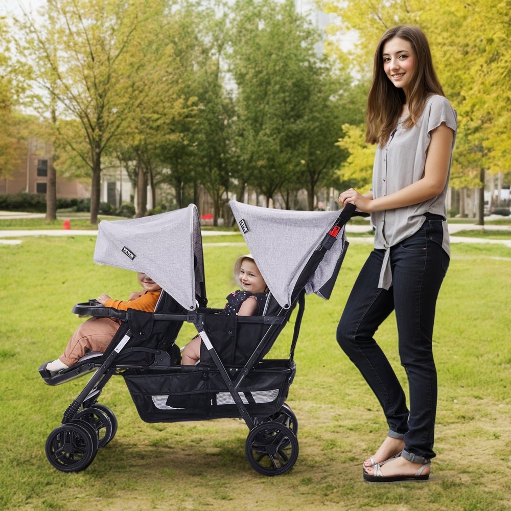 T33 - Portable Lightweight Double Stroller with Comfortable Seats