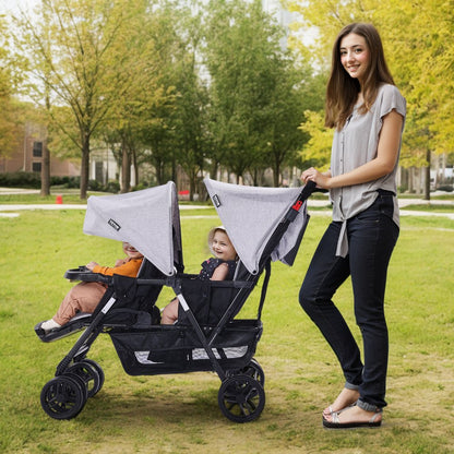 T33 - Portable Lightweight Double Stroller with Comfortable Seats
