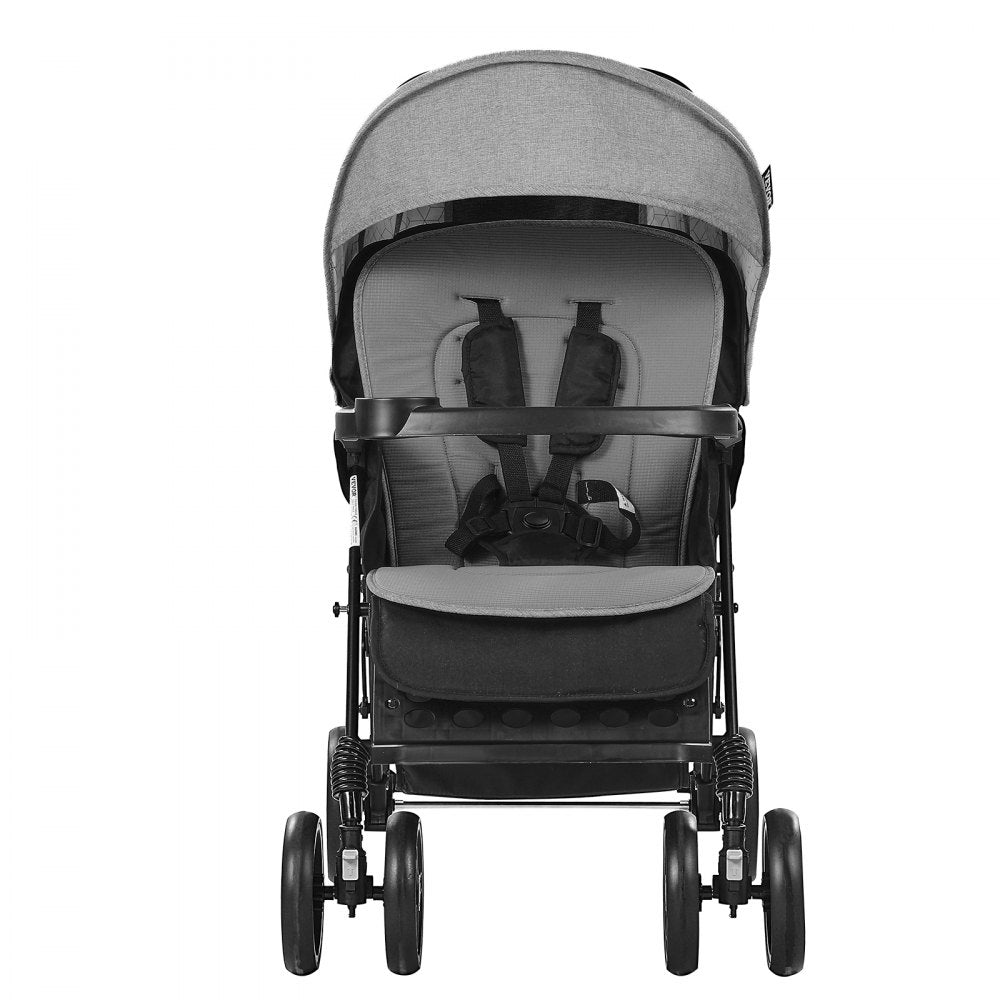 T33 - Lightweight Double Stroller with Safety Belt and Easy Storage