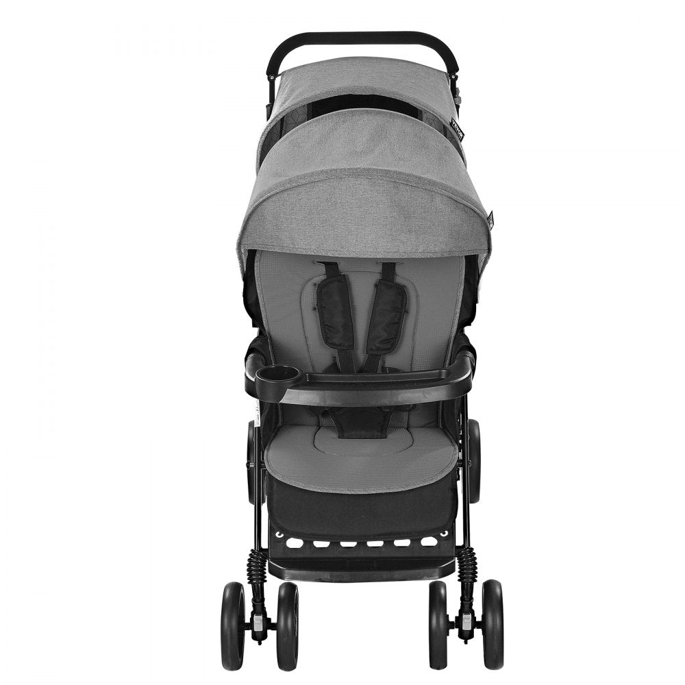 T33 - Lightweight Double Stroller with Safety Belt and Easy Storage