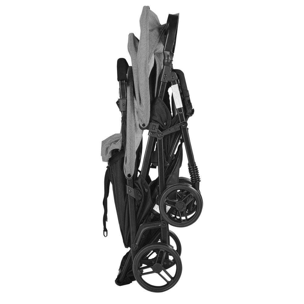T33 - Lightweight Double Stroller with Safety Belt and Easy Storage