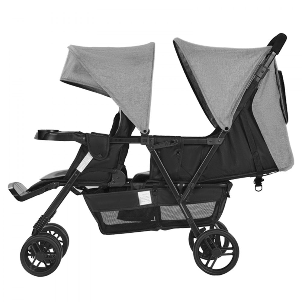 T33 - Lightweight Double Stroller with Safety Belt and Easy Storage
