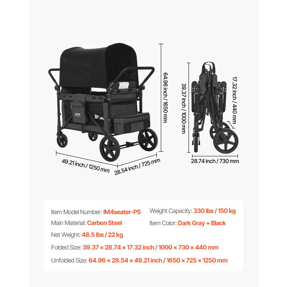 IM4seater-PS - 4-Seat Foldable Stroller Wagon with Durable Frame