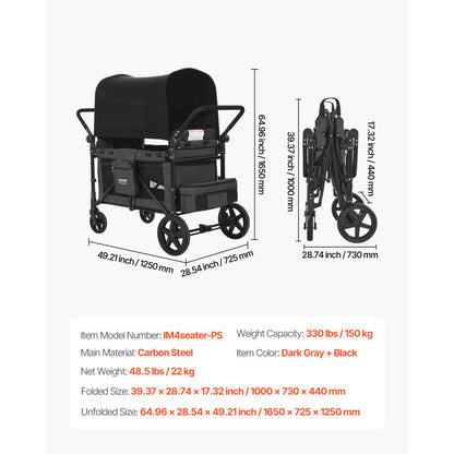 IM4seater-PS - 4-Seat Foldable Stroller Wagon with Durable Frame