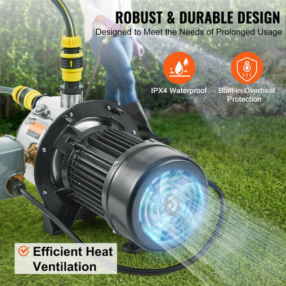ZX11003 - High-Efficiency 1HP Stainless Steel Jet Pump, 18.5 GPM Flow