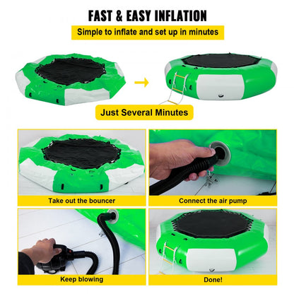 010482477164 - 10FT Inflatable Water Trampoline for Fun & Relaxation