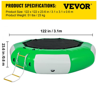 010482477164 - 10FT Inflatable Water Trampoline for Fun & Relaxation