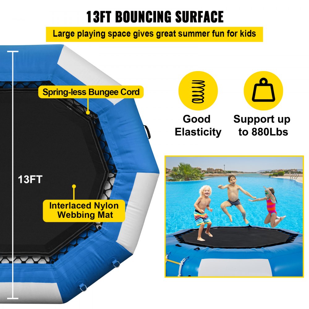 010342499870 - 13ft Inflatable Water Trampoline for Lakes & Ponds