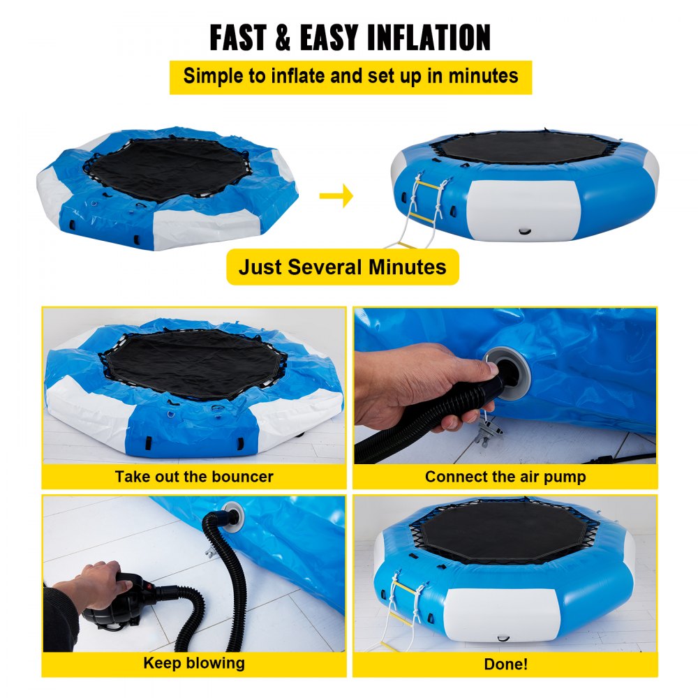 010342499870 - 13ft Inflatable Water Trampoline for Lakes & Ponds