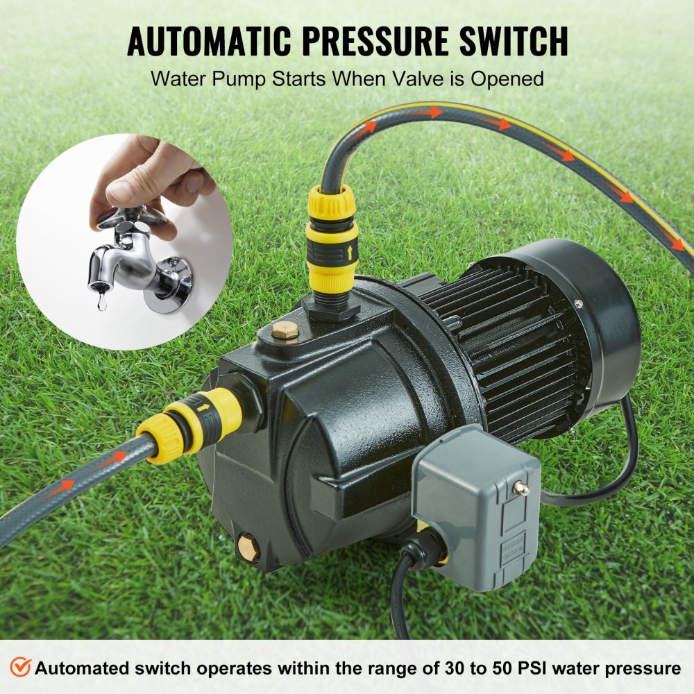 ZX11007 - 1HP Cast Iron Jet Pump, 17.6 GPM for Irrigation Tasks