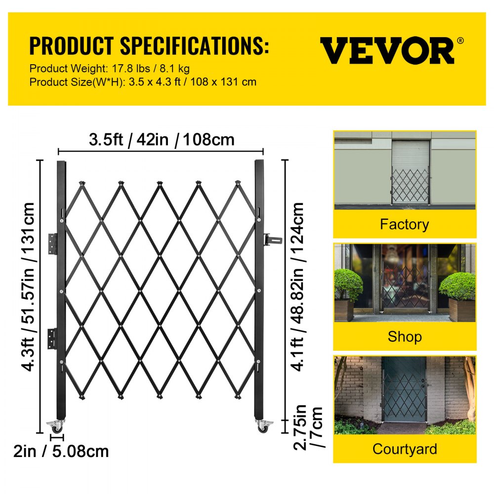 VV-SSFDM-0.91 - Durable Steel Expanding Security Gate for Home & Business