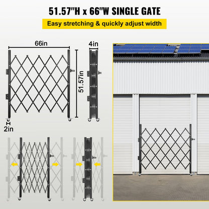 010683163000 - 48" H Steel Folding Security Gate, Expands 6.3" to 66" Wide