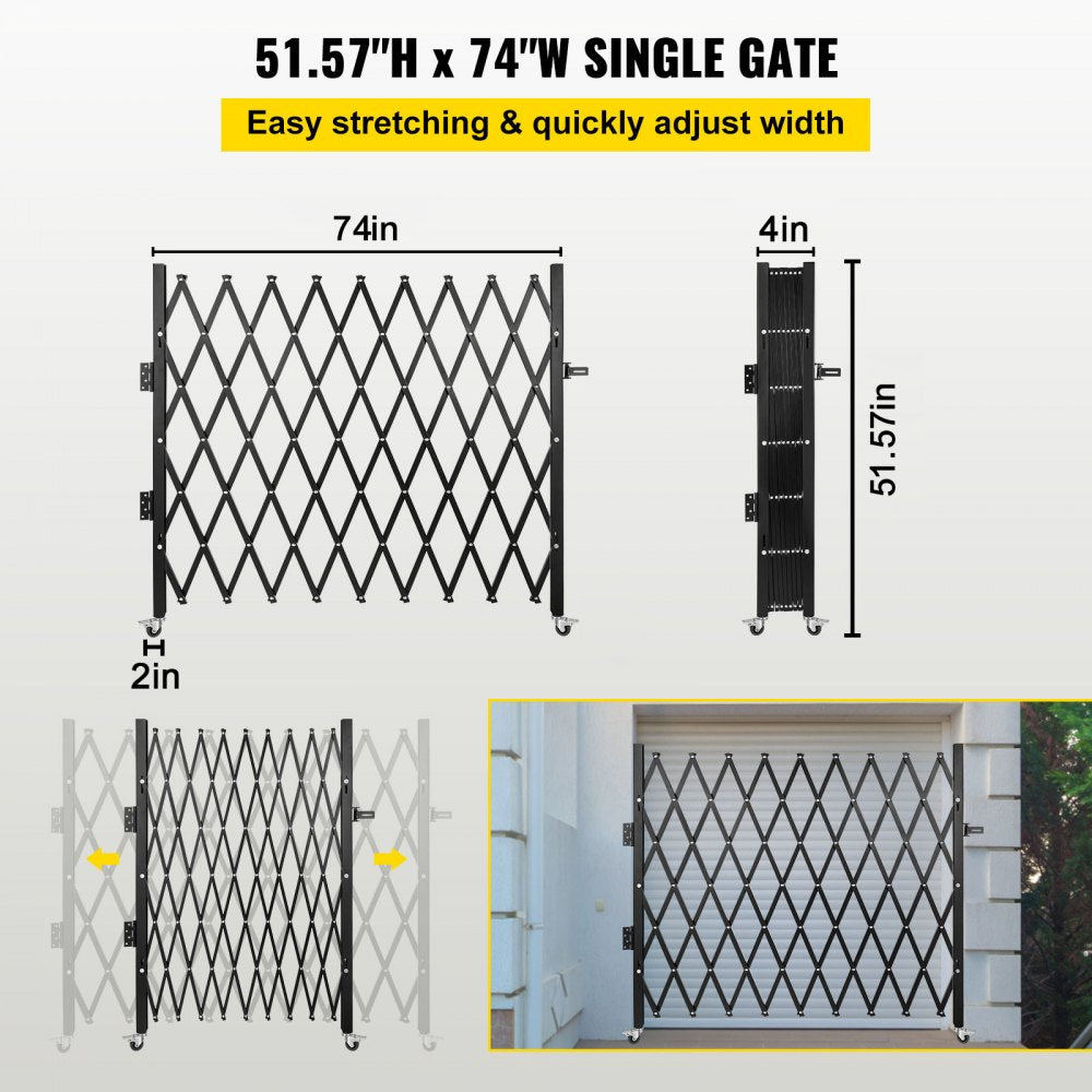 VV-SSFDM-1.22 - 50" High Folding Security Gate, Expands 4" to 75"