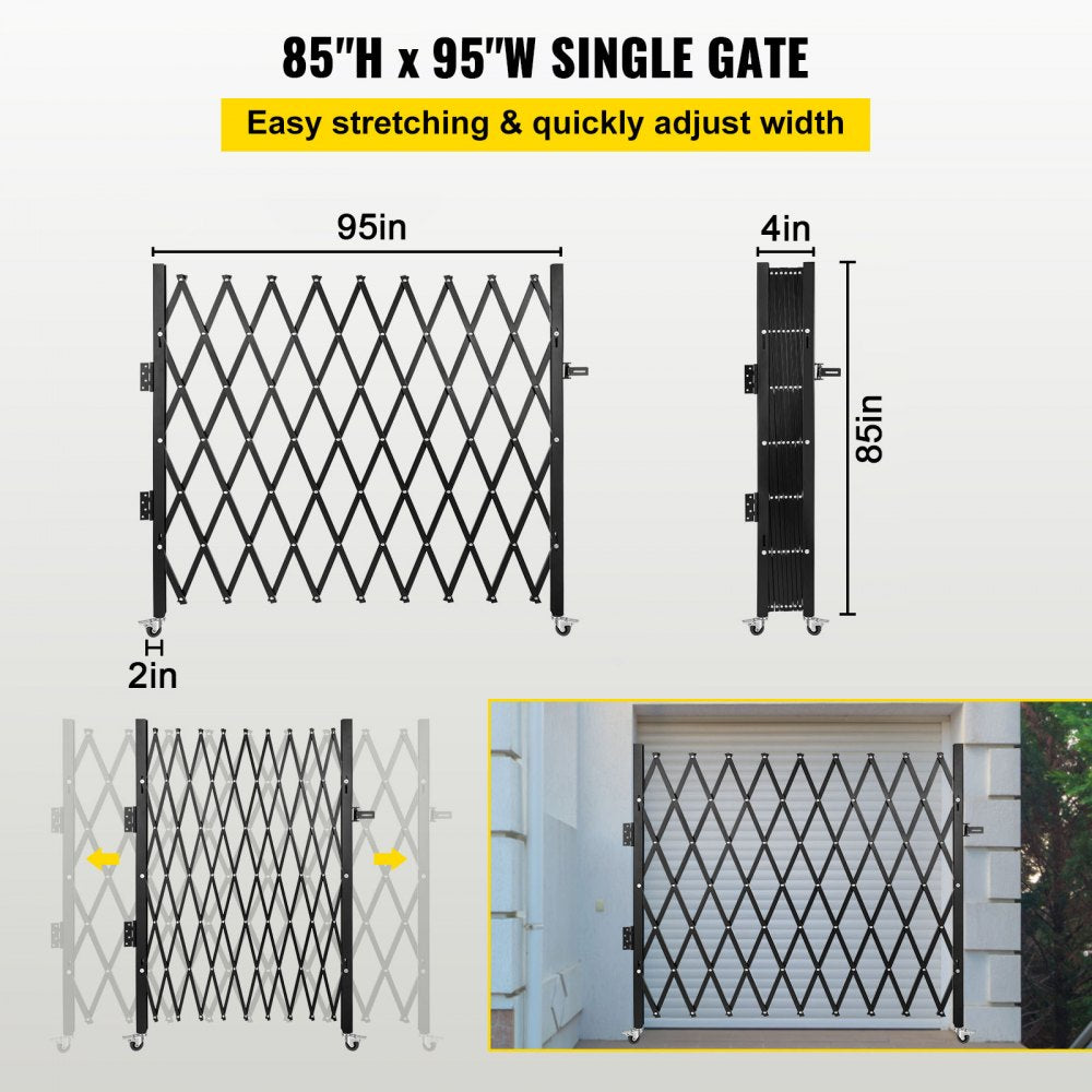 010337451216 - Heavy-Duty 7.1'H x 7.9' Folding Security Gate with Lock