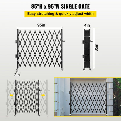 010337451216 - Heavy-Duty 7.1'H x 7.9' Folding Security Gate with Lock