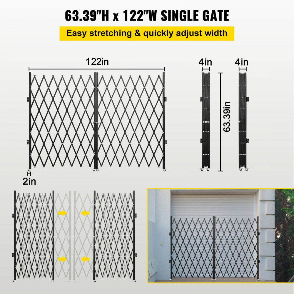 010227971874 - Adjustable 5.1' H Security Gate, Durable Steel, 0.7'-10.2' Width