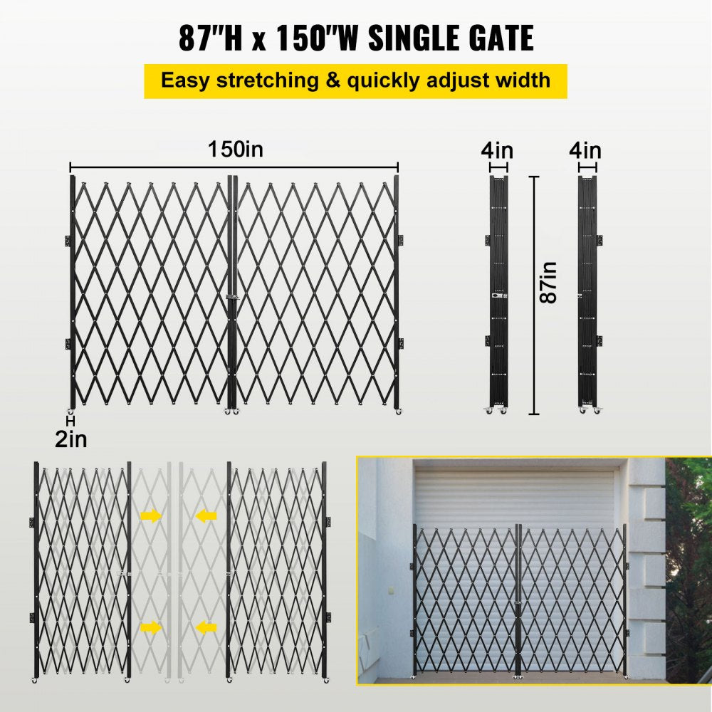 VV-SSFDM-6-1/2H - Adjustable 6.5' Steel Double Folding Security Gate