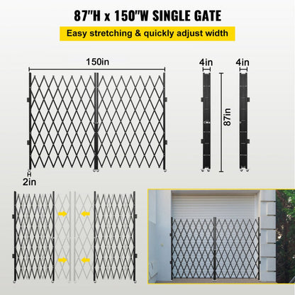 VV-SSFDM-6-1/2H - Adjustable 6.5' Steel Double Folding Security Gate