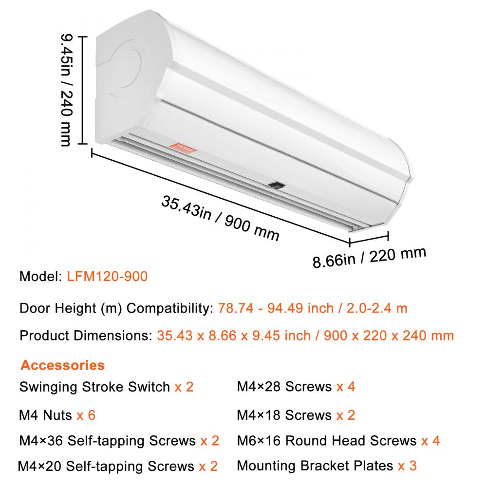 LFM120-900-U - 36" Wall-Mounted Air Curtain with 900 CFM Airflow