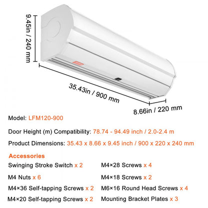 LFM120-900-U - 36" Wall-Mounted Air Curtain with 900 CFM Airflow