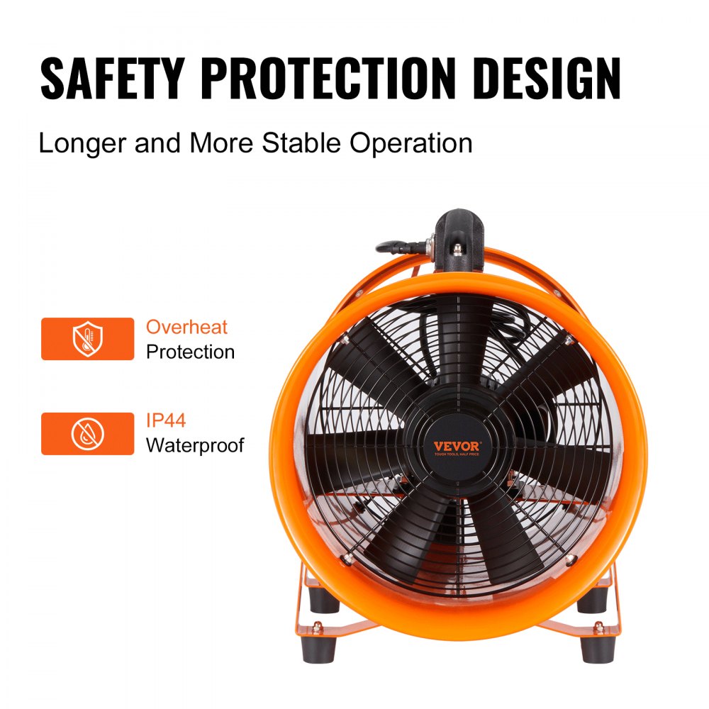 BT-SHT12A-U(D)5 - Heavy-Duty 12" Portable Ventilator with 16.4ft Duct Hose