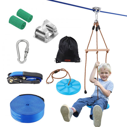 HL-52ft-008 - 52ft Zip Line Kit for Kids & Adults, 500 lb Capacity