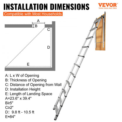 M6 - Automatic 350lb Capacity Aluminum Attic Ladder with Insulated Door