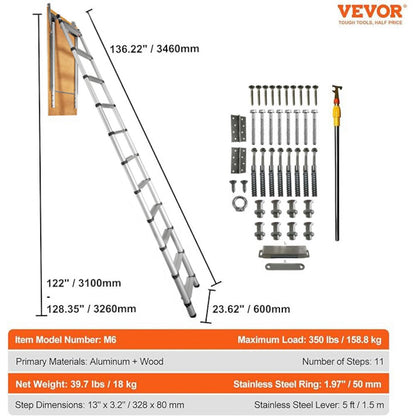 M6 - Automatic 350lb Capacity Aluminum Attic Ladder with Insulated Door