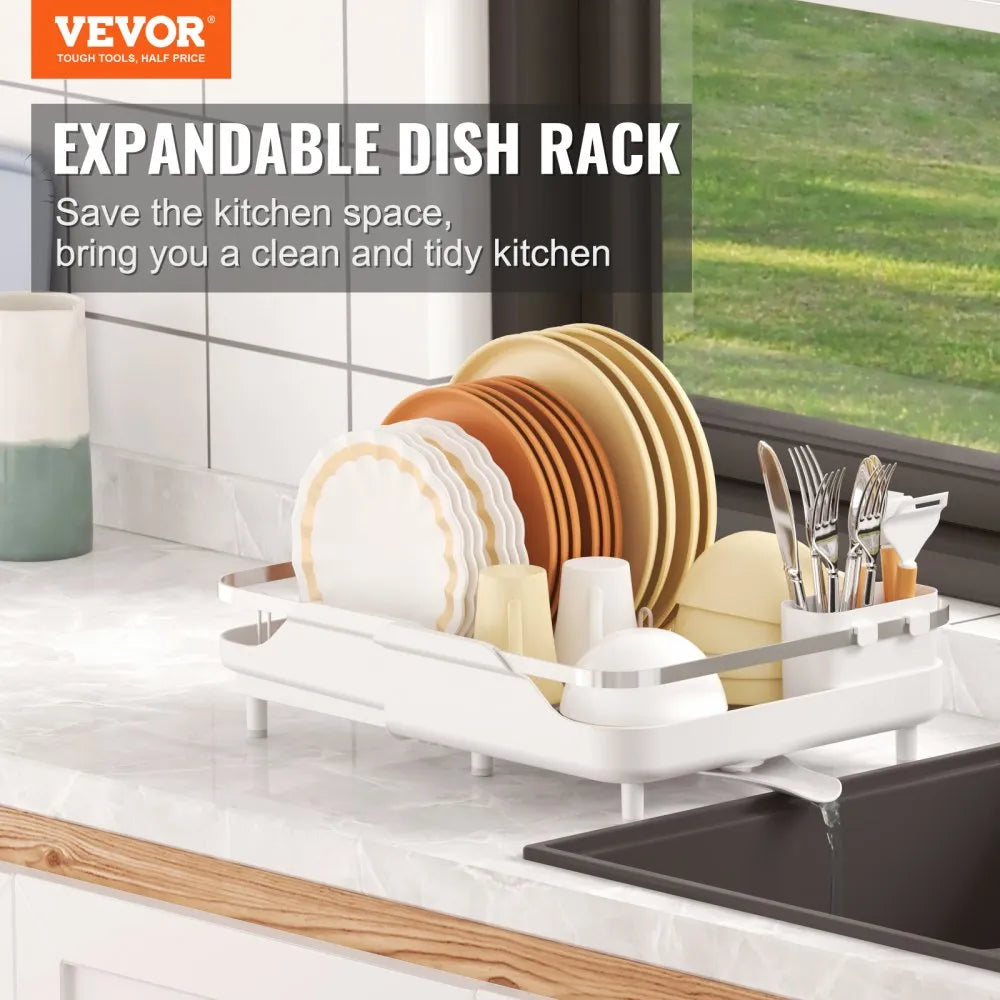 WK810171-3 - Expandable 18.5" VEVOR Stainless Steel Dish Rack with Rotatable Drainboard