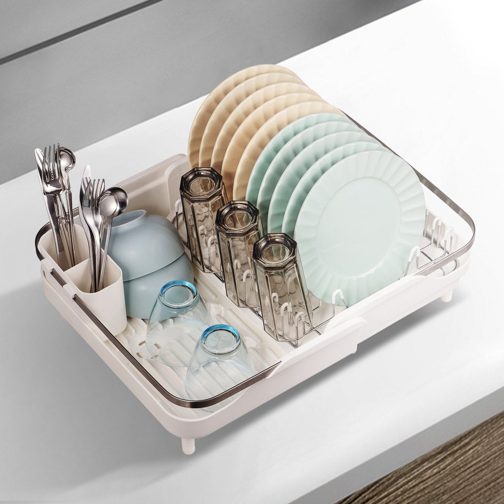 WK810171-3 - Expandable 18.5" VEVOR Stainless Steel Dish Rack with Rotatable Drainboard