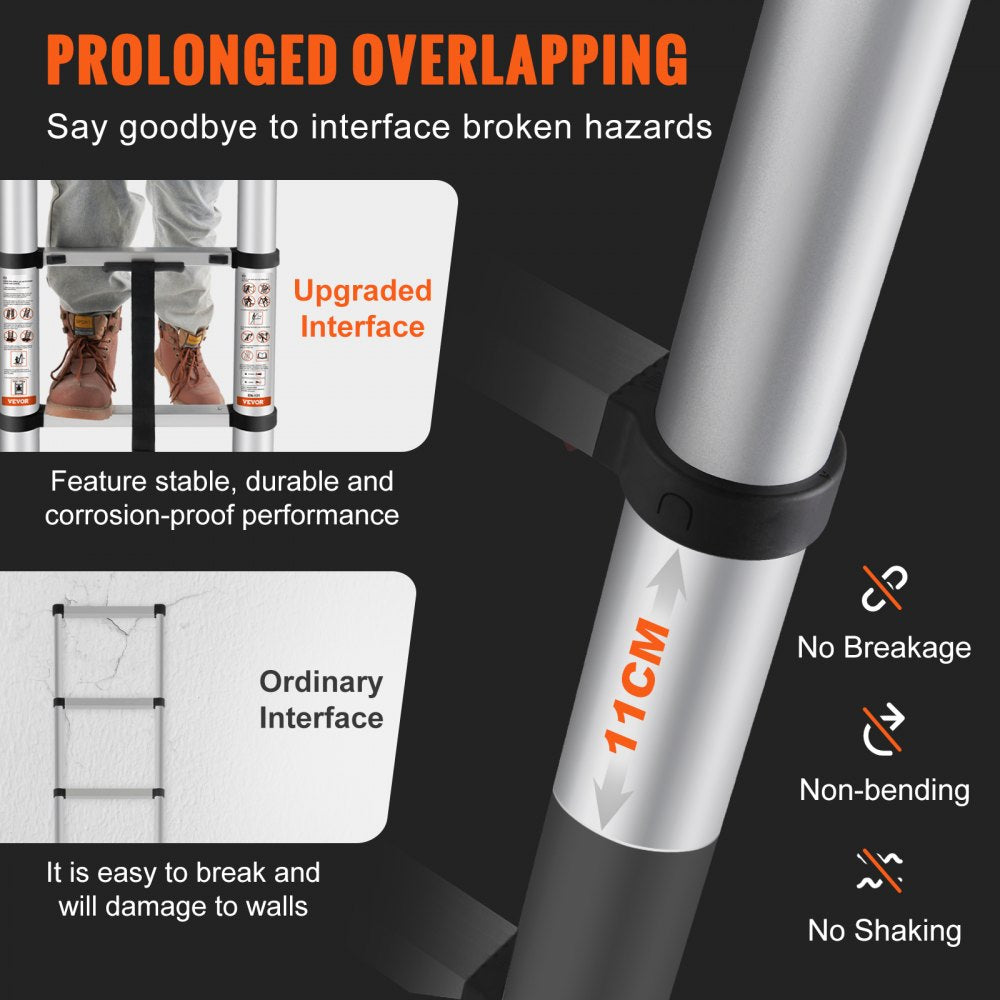 VV-SSLT-10.5 - 10.5 ft Aluminum Telescoping Ladder, Supports 375 lbs