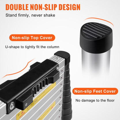 VV-SSLT-12.5 - 12.5 ft Aluminum Telescoping Ladder, 375 lbs Capacity