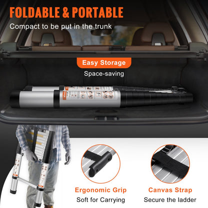 VV-SSLT-12.5 - 12.5 ft Aluminum Telescoping Ladder, 375 lbs Capacity