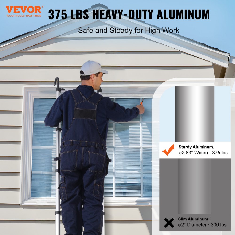 ML-1050P - 16.4FT Durable Aluminum Telescoping Ladder, 375 lbs Capacity