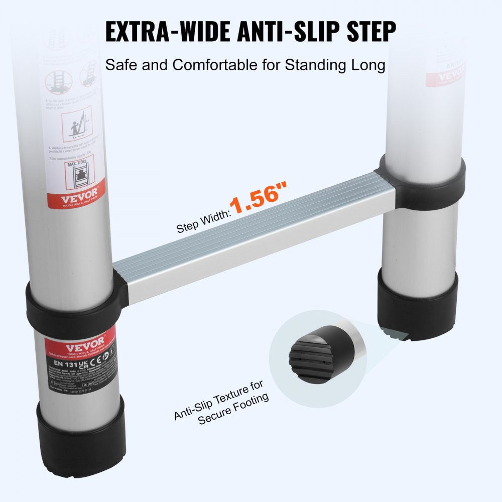 ML-1050P - 16.4FT Durable Aluminum Telescoping Ladder, 375 lbs Capacity