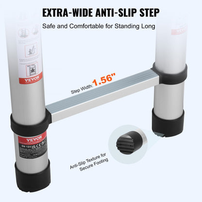 ML-1050P - 16.4FT Durable Aluminum Telescoping Ladder, 375 lbs Capacity