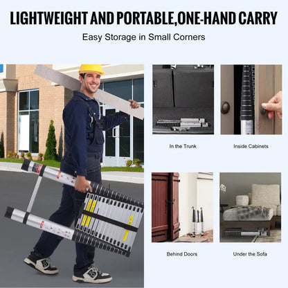 ML-1062P - 20.3FT Aluminum Telescoping Ladder with Non-Slip Support