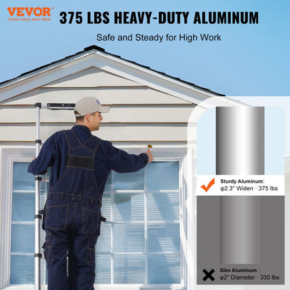 ML-1026PH - 8.5FT Aluminum Telescoping Ladder, 375 LBS Capacity, Non-Slip Tips