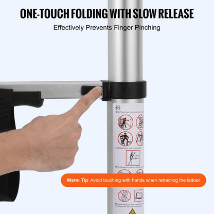 ML-1026PH - 8.5FT Aluminum Telescoping Ladder, 375 LBS Capacity, Non-Slip Tips