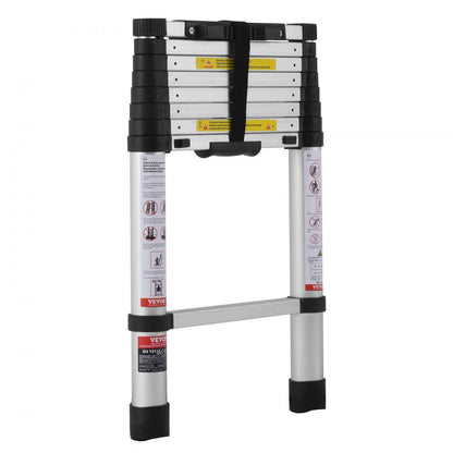 ML-1026PH - 8.5FT Aluminum Telescoping Ladder, 375 LBS Capacity, Non-Slip Tips