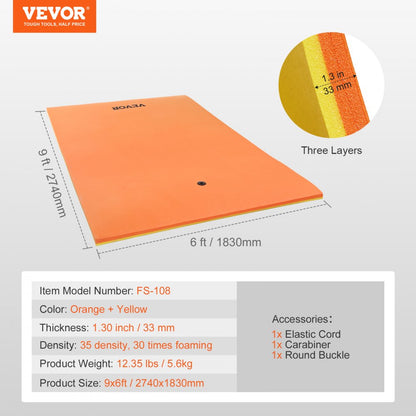 FS-108 - 9x6 ft Durable VEVOR Floating Mat for Lakes & Pools