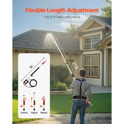 QD-SSG01 - 21 ft Telescoping Pressure Washer Wand with Brush Accessories