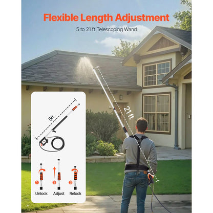 QD-SSG02 - 21 ft Lightweight Telescoping Pressure Washer Wand with 7 Nozzles