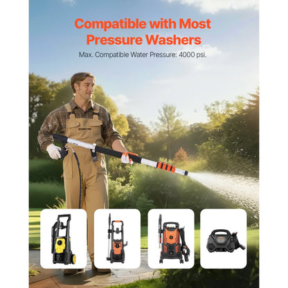 QD-SSG02 - 21 ft Lightweight Telescoping Pressure Washer Wand with 7 Nozzles